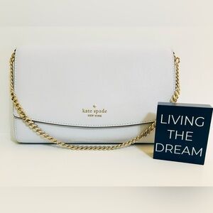 Kate Spade Leather Pale Sapphire Laurel Way Crossbody Bag with Gold Chain